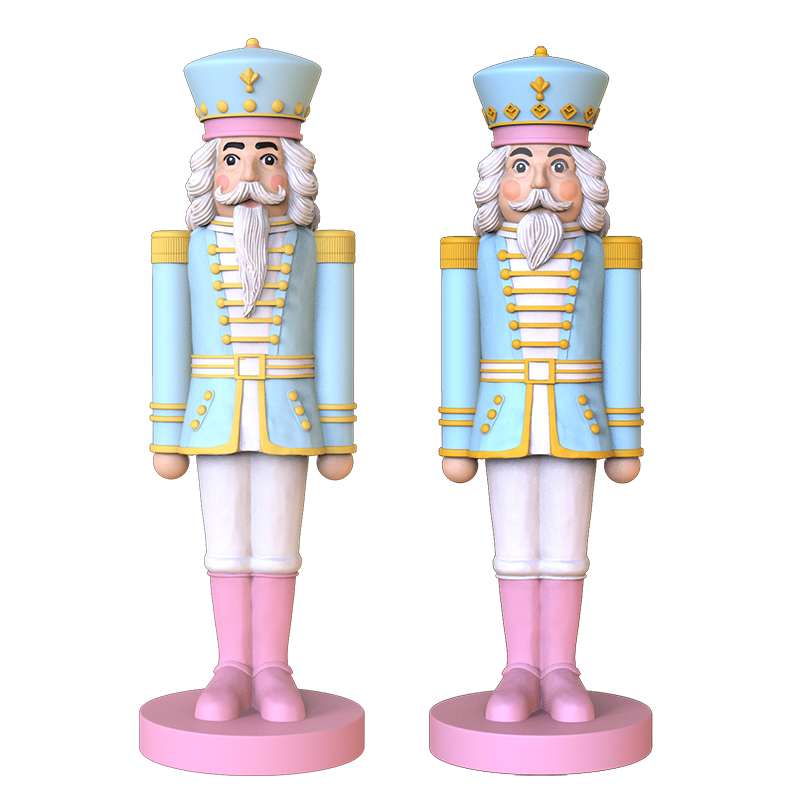 Figurines d'ornement de casse-noisettes roses de Noël