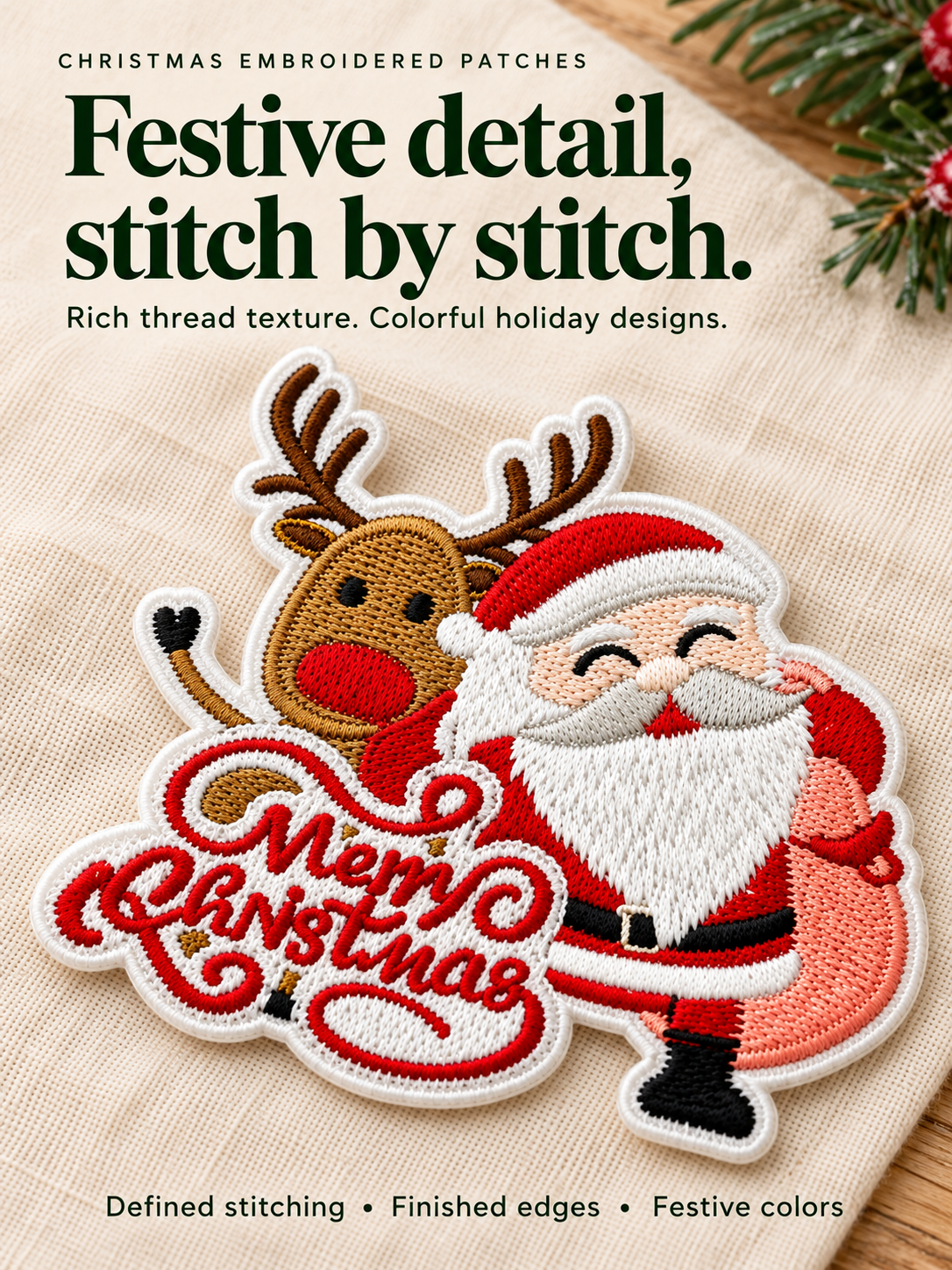 custom christmas embroidered patches-1