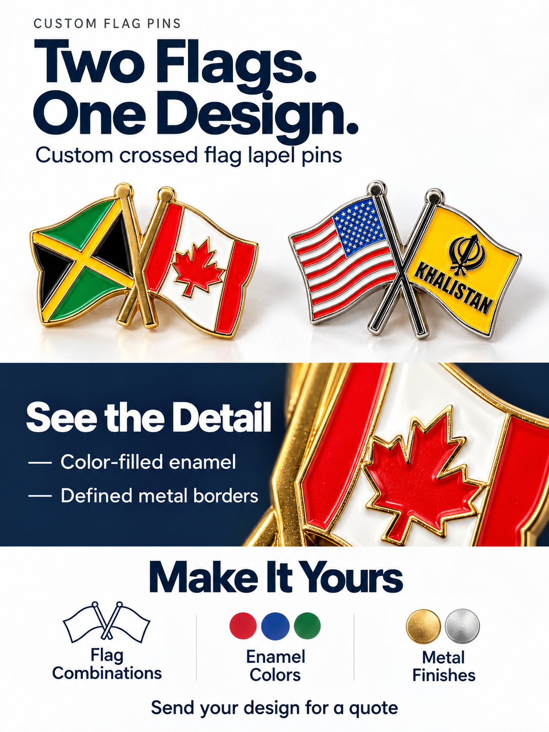 custom crossed flag lapel pins-1