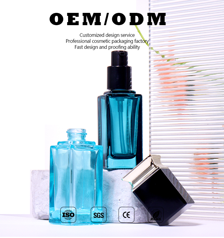 30ml Square - Style Beauty Bottle, Blue - Gold Color Matching Shows Light Luxury Texture manufacture