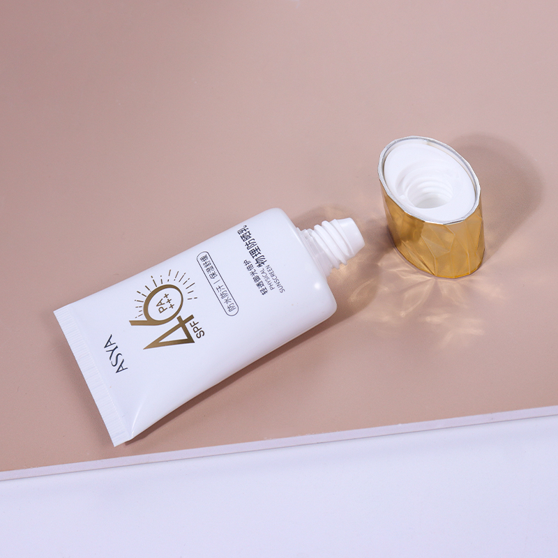 50ml Pure White Sunscreen Lotion Hose, Diamond - Shaped Golden Cap Shows Luxurious Texture supplier