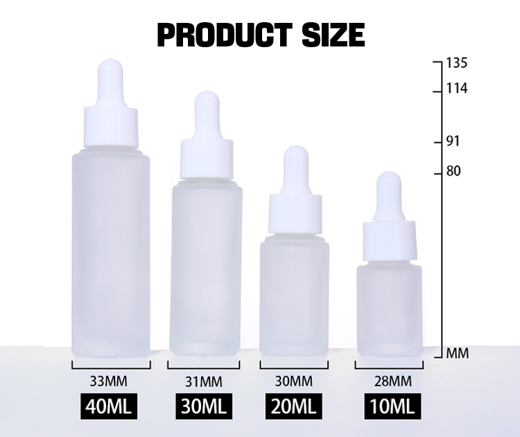 40ML, 30ML, 20ML, 10ML Minimalist Frosted Essence Bottle, Silver Lid / Dropper Shows Exquisite Charm supplier
