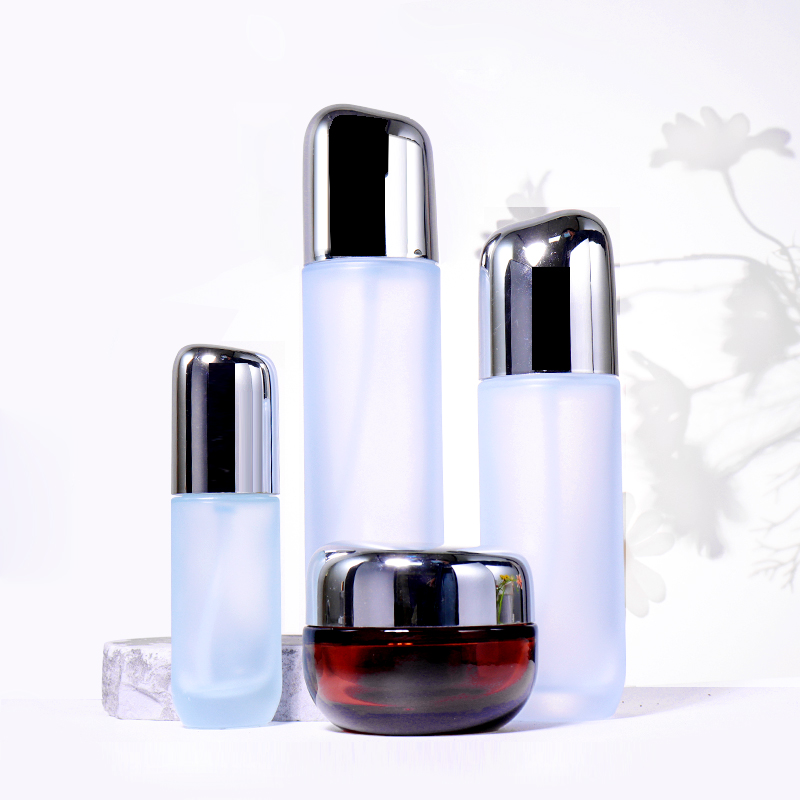 120ML, 100ML, 40ML, 50G Silver - Cap Frosted Beauty Bottle Set