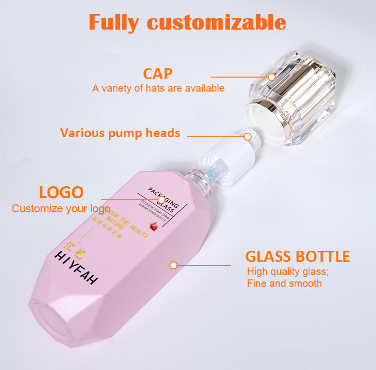 120ML, 100ML, 40ML emulsion bottles, spray bottles, and 50G cream jars details