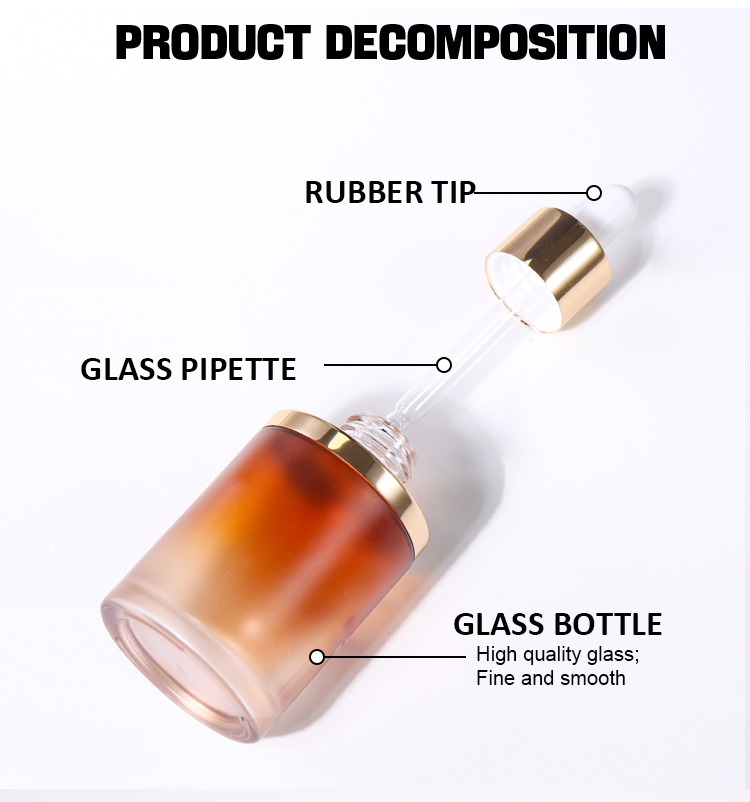 50ML, 30ML Gradient Brown - Gold Dropper Essence Bottle manufacture