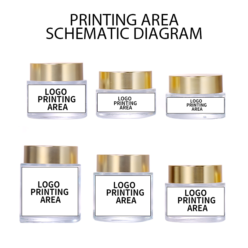 150G, 120G, 100G, 80G, 50G, 30G Transparent Cream Jars in Two Styles, Golden Lids and White Lids Show Diverse Elegance details