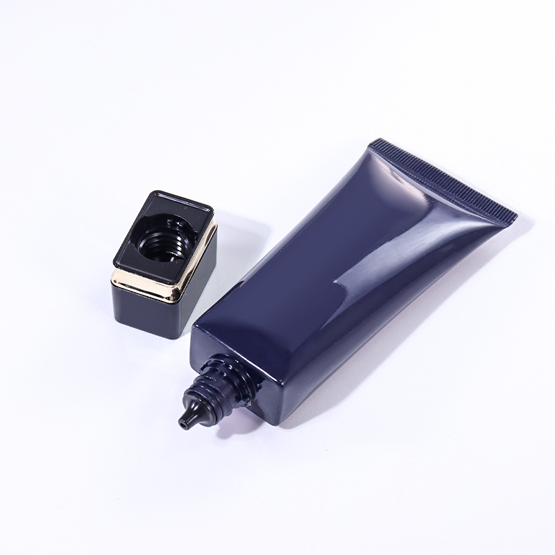 40ml Navy Blue + Black - Gold Square Cap! High - end Beauty and Skincare Hose Packaging details