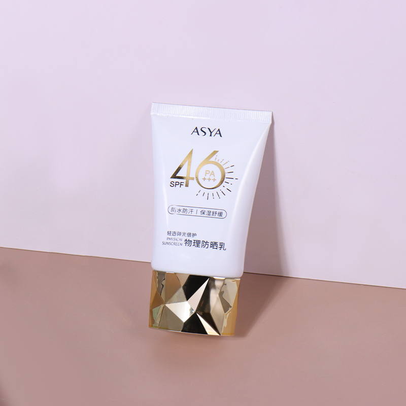 50ml Pure White Sunscreen Lotion Hose, Diamond - Shaped Golden Cap Shows Luxurious Texture