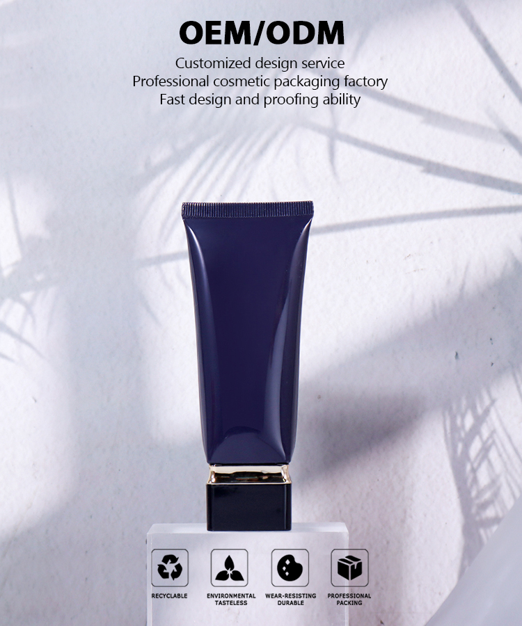 40ml Navy Blue + Black - Gold Square Cap! High - end Beauty and Skincare Hose Packaging supplier