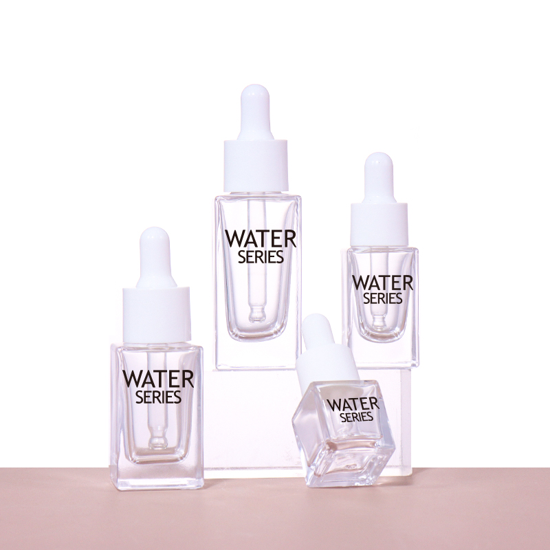 30ml/20ml/10ml/5ml Transparent Square Dropper Beauty Bottle, Minimalist Design Shows Pure Style