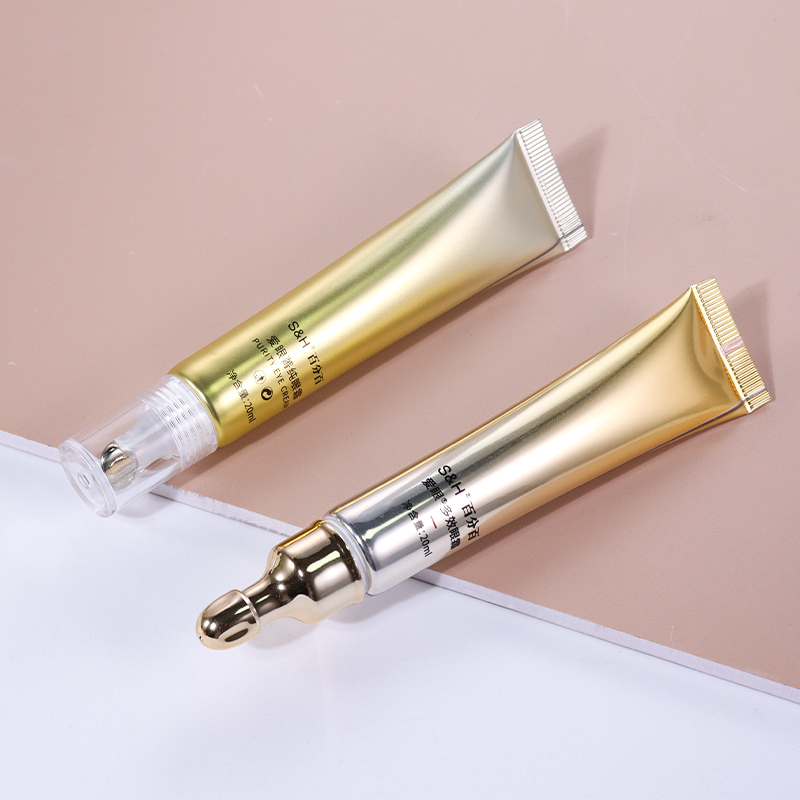 20ml Eye Cream Hose Packaging, Transparent/Gold Cap Shows Texture
