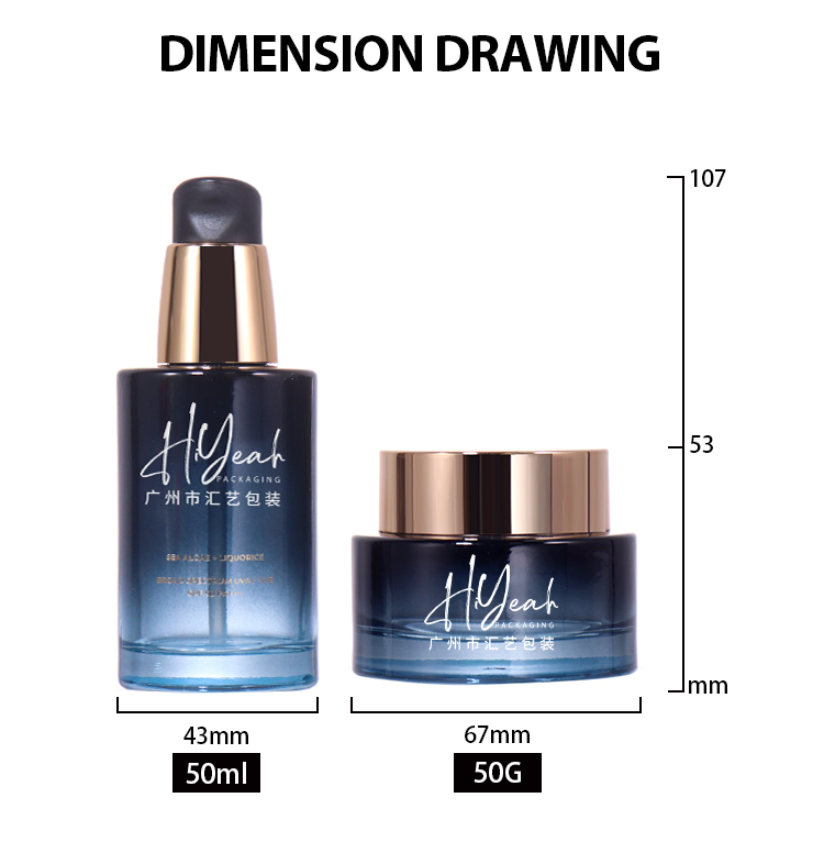 50g Blue - Gold Gradient Cream Jar, Luxurious Design Shows High - end Texture manufacture