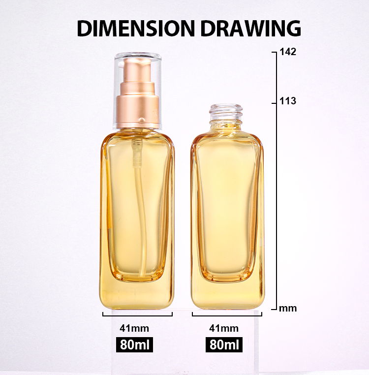 80ml Transparent / Amber Gold Lotion Bottle, Exquisite Pump Head Shows Luxurious Charm factory