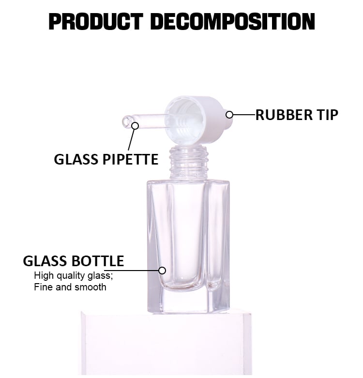 30ml/20ml/10ml/5ml Transparent Square Dropper Beauty Bottle, Minimalist Design Shows Pure Style manufacture