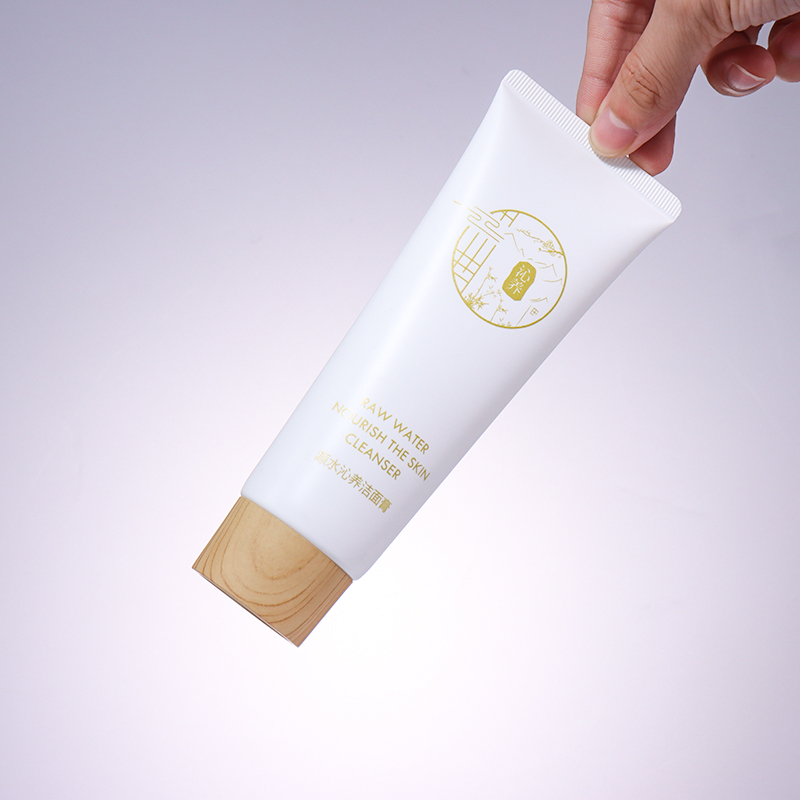 120ML Pure White Facial Cleansing Cream Hose, Wood - Grain Screw Cap Shows Natural Texture