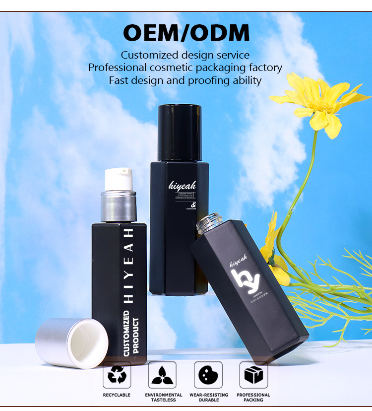 30ml Black - toned Hexagonal Lotion Bottle manufacture