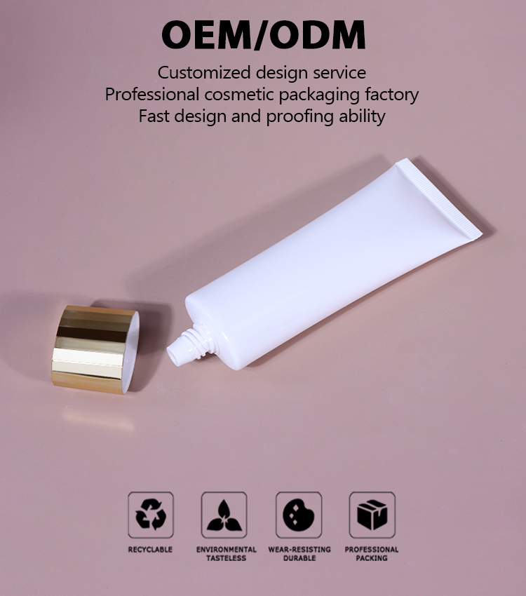 80ml Beauty Hose with White Body and Gold Cap, Minimalist Design Highlights High - end Texture details