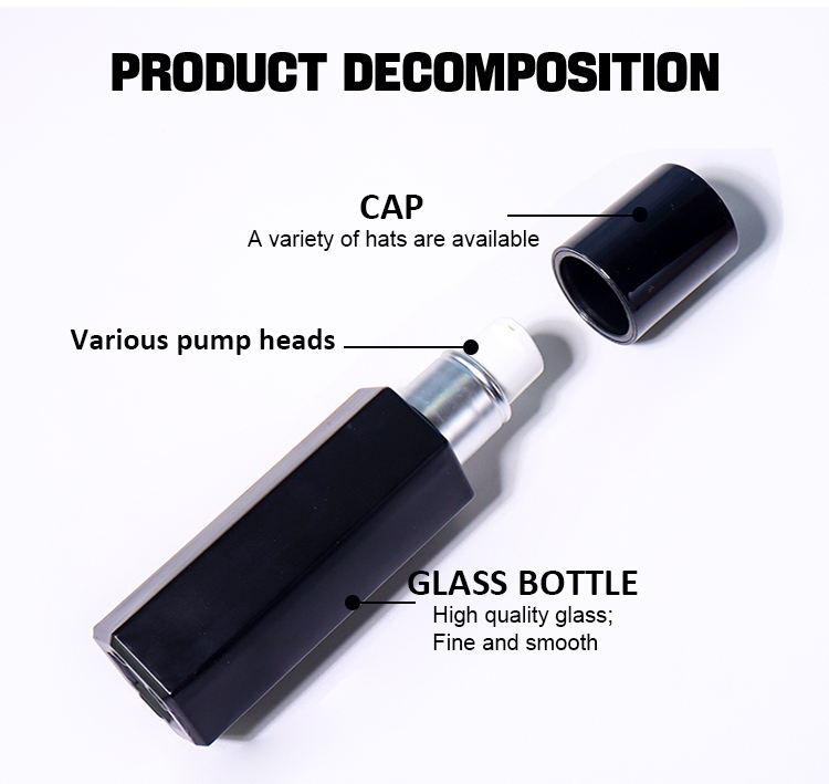 30ml Black - toned Hexagonal Lotion Bottle supplier