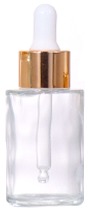 100ML, 80ML, 60ML, 50ML, 40ML, 30ML, 20ML Transparent / Frosted Dropper Beauty Bottle, Gold Lid Design Shows Light Luxury Texture details