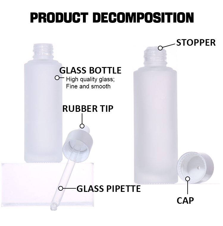 40ML, 30ML, 20ML, 10ML Minimalist Frosted Essence Bottle, Silver Lid / Dropper Shows Exquisite Charm supplier