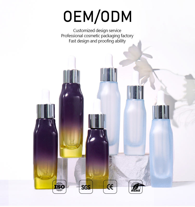 55ML, 45ML, 30ML Gradient and Frosted Dropper Beauty Bottles, Exquisite Texture Highlights Luxury manufacture