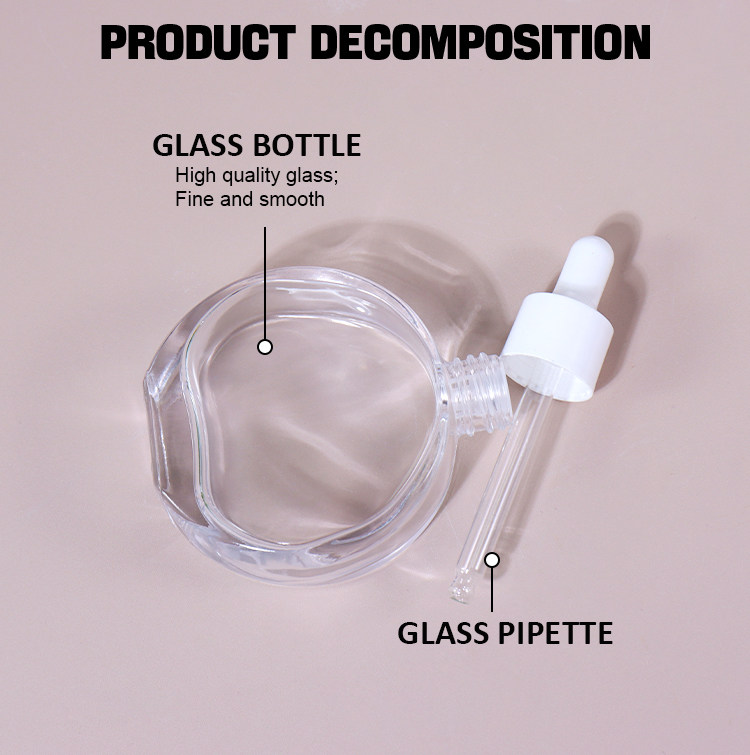 60ML Transparent Spherical Serum Bottle, White Dropper with Pink Liquid Emits Dreamy Charm supplier