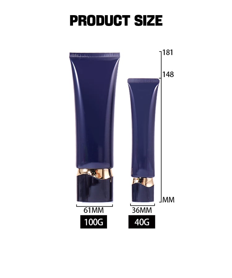 100/40ml Navy Blue + Black - Gold Cap! Beauty and Skincare Hose Packaging factory