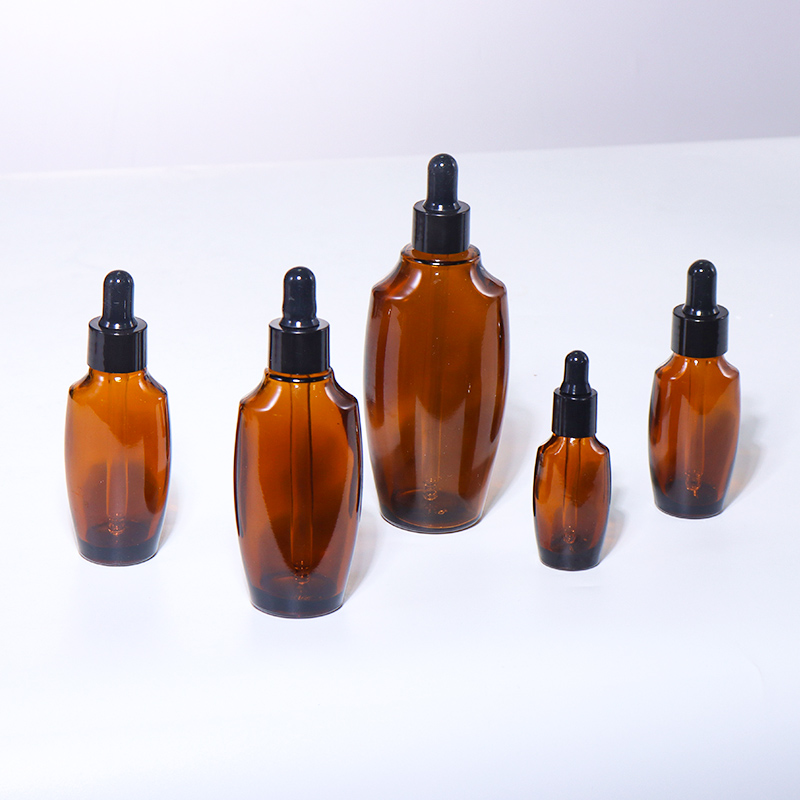 100ML/50ML/30ML/20ML/10ML Amber - Brown Dropper Bottles, Curved Bodies 