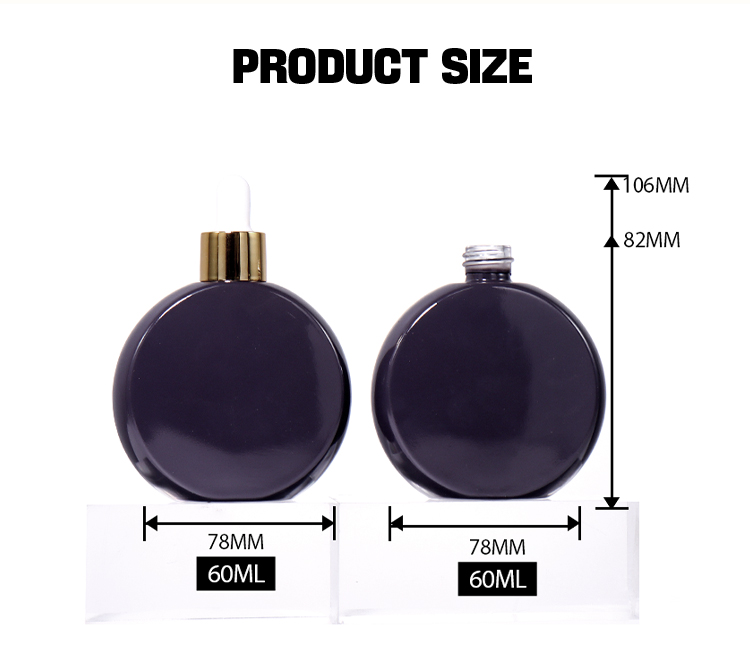 60ml Deep Purple Flat Round Dropper Essential Oil Bottle, Showing Luxury Texture factory