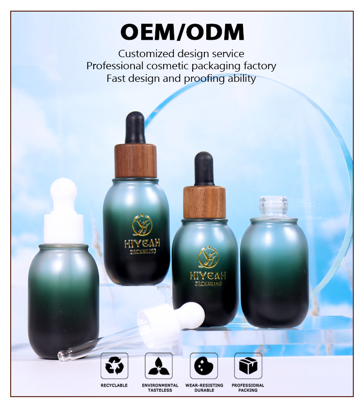 30ml dark green gradient frosted dropper bottle factory