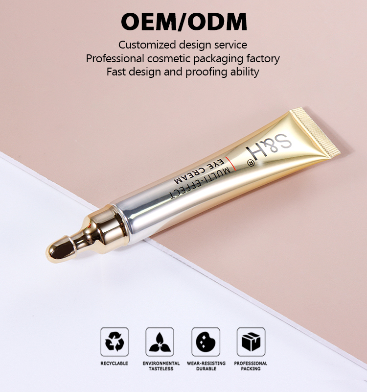 20ml Eye Cream Hose Packaging with Gold Cap manufacture