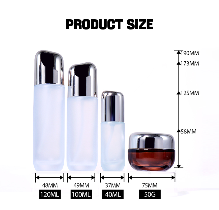 120ML, 100ML, 40ML, 50G Silver - Cap Frosted Beauty Bottle Set factory
