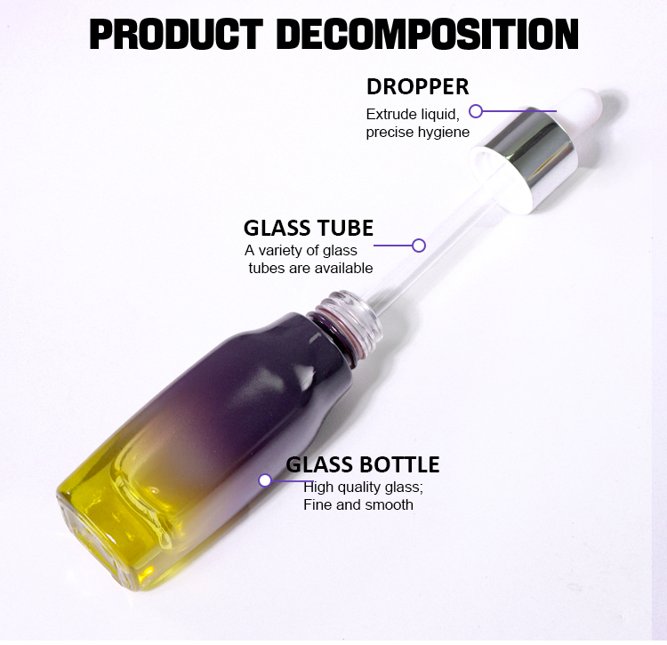 55ML, 45ML, 30ML Gradient and Frosted Dropper Beauty Bottles, Exquisite Texture Highlights Luxury supplier