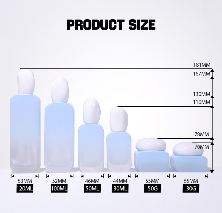 120ML, 100ML, 50ML, 30ML, 50G, 30G Light Blue Series Bottle Set supplier
