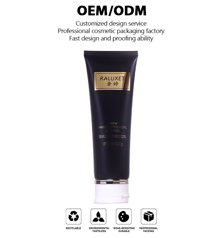 120ml Black Luxury Facial Cleanser Hose, White Cap Design Shows Exquisite Texture factory