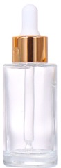 100ML, 80ML, 60ML, 50ML, 40ML, 30ML, 20ML Transparent / Frosted Dropper Beauty Bottle, Gold Lid Design Shows Light Luxury Texture manufacture