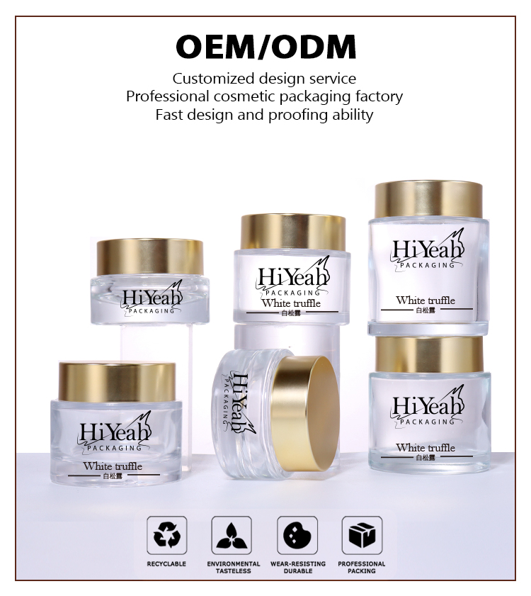 150G, 120G, 100G, 80G, 50G, 30G Transparent Cream Jars in Two Styles, Golden Lids and White Lids Show Diverse Elegance supplier