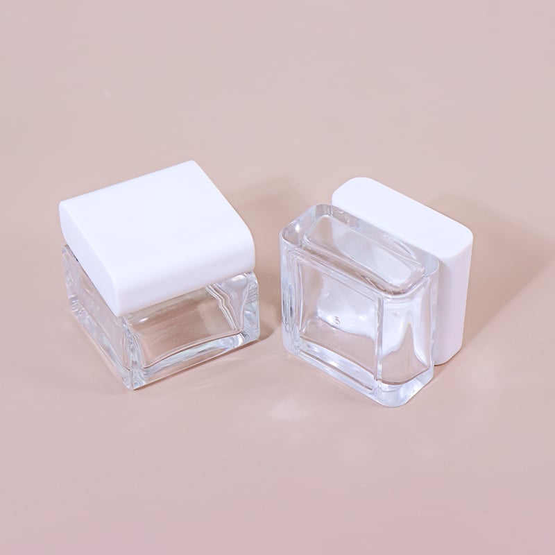 50G, 30G Transparent White Square Beauty Jar, Square Shape Shows Exquisite Charm