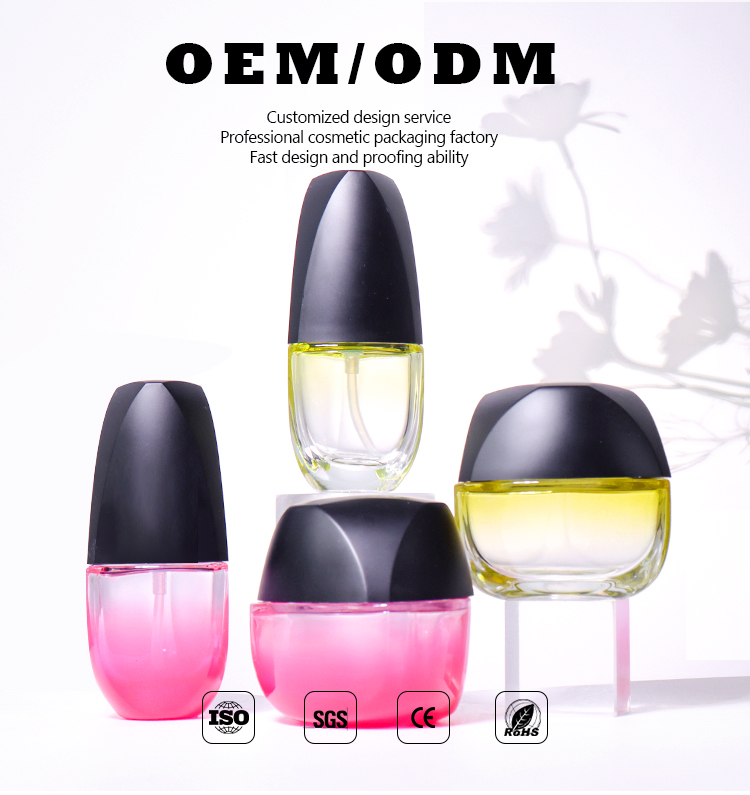 40ML and 100G Black - Cap Contrast - Color Beauty Bottles, Diverse Shapes Highlight Exquisite Texture details
