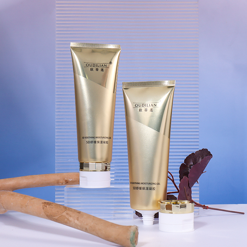100ml Golden Luxury Skincare Hose, Gold-White Flip-Top Cap Highlights High-End Texture