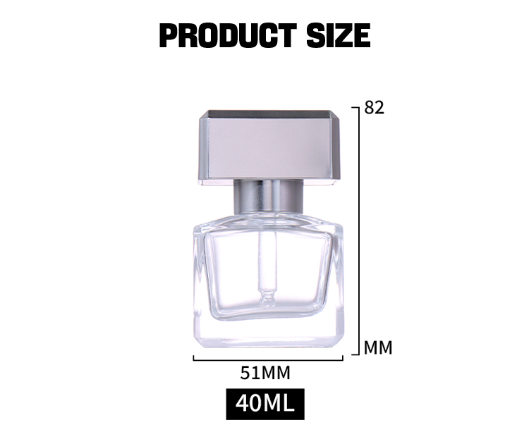 40ml Minimalist Transparent Essential Oil Bottle, Silver Square Cap Shows Exquisite Charm supplier