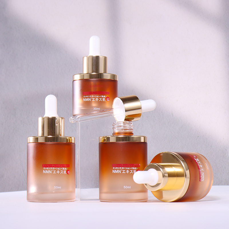 50ML, 30ML Gradient Brown - Gold Dropper Essence Bottle