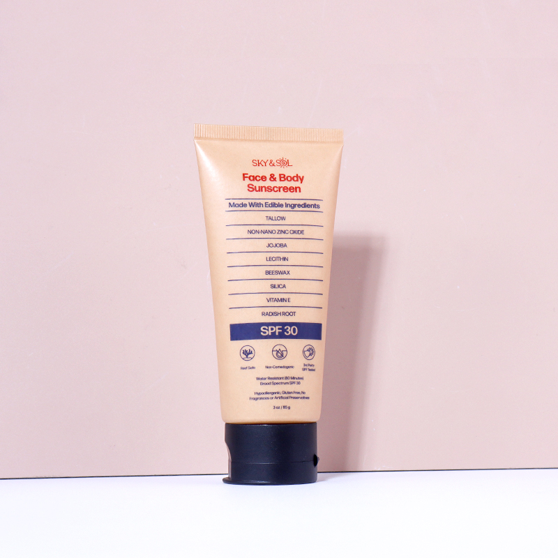 85ml Sunscreen Hose with Brown Body and Black Cap, Minimalist Design Shows Skincare Style