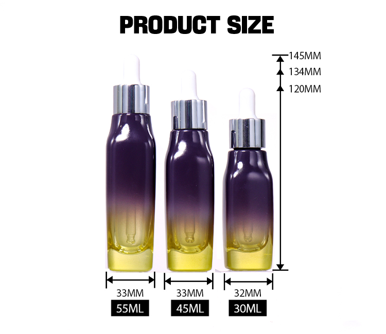 55ML, 45ML, 30ML Gradient and Frosted Dropper Beauty Bottles, Exquisite Texture Highlights Luxury details