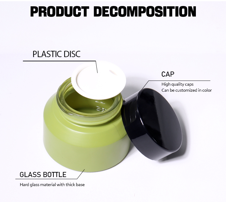 40G Fresh Green Cream Jar, Black Lid Design Shows Minimalist and High - end Sense manufacture