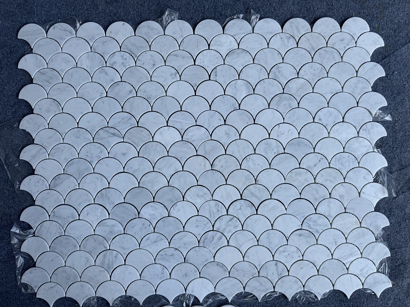 Carrara White Marble Fan Shape Mosaic factory