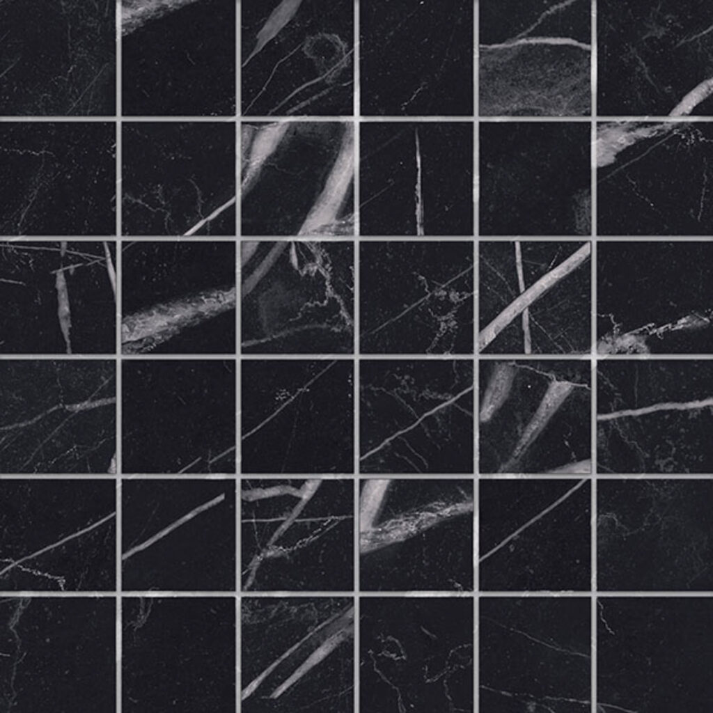 Piastrelle mosaico quadrate 3x3 in marmo Black Marquina