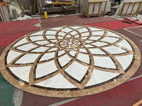 Waterjet Marble Medallion flooring tile for Hotel Corridor supplier
