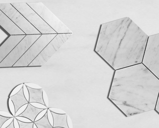 Bianco Carrara White Marble Waterjet Mosaic Tiles factory