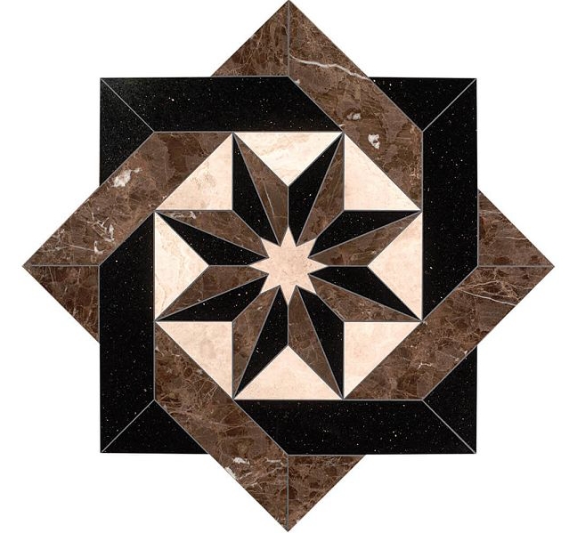 Foyer Inlay Waterjet cut design pattern marble flooring tile details